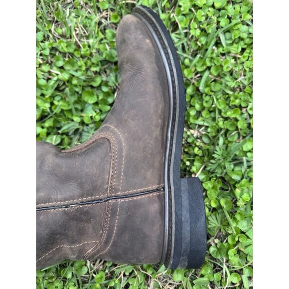 Men's Brazos Brown Leather Round Toe Safety Toe Work Boots Size 9 B9703 - Picture 11 of 16